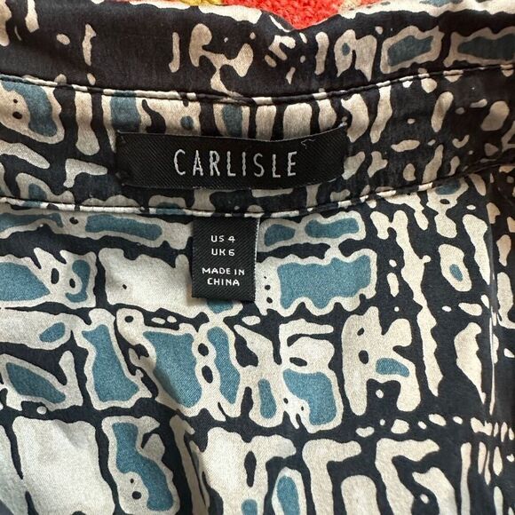 Carlisle blue/tan silk blouse - Picture 10 of 11